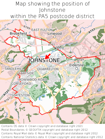 Map showing location of Johnstone within PA5