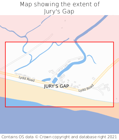 Map showing extent of Jury's Gap as bounding box