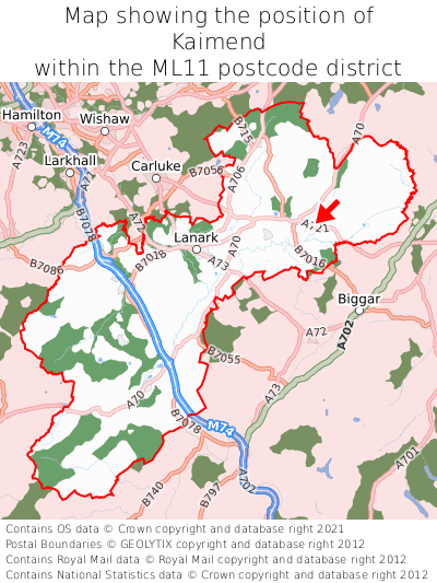 Map showing location of Kaimend within ML11