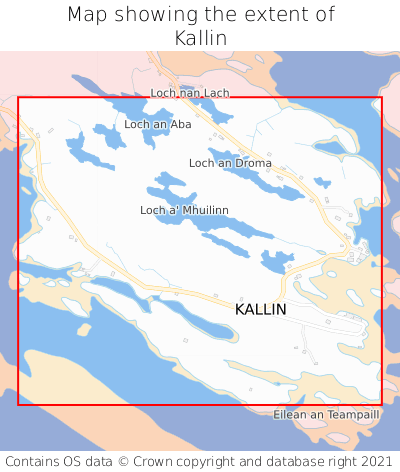 Map showing extent of Kallin as bounding box
