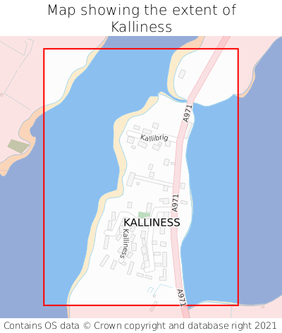 Map showing extent of Kalliness as bounding box