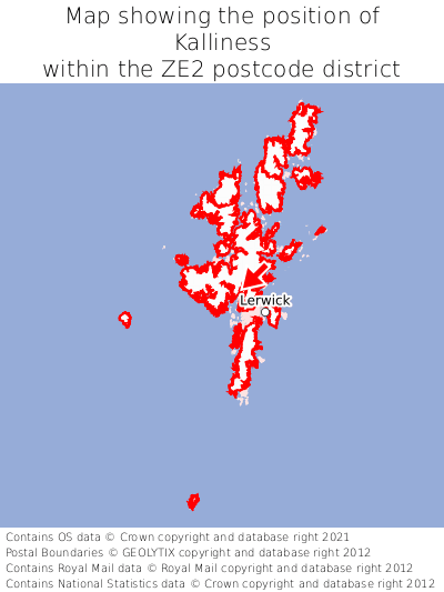 Map showing location of Kalliness within ZE2