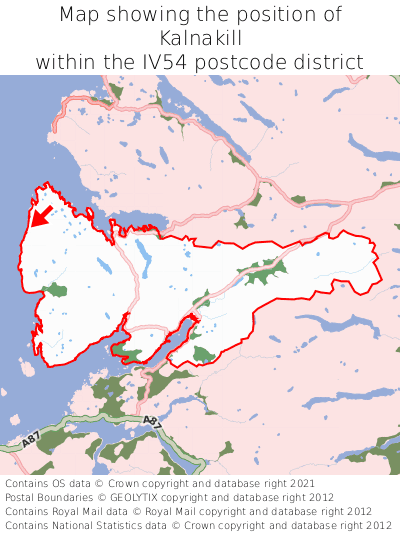 Map showing location of Kalnakill within IV54