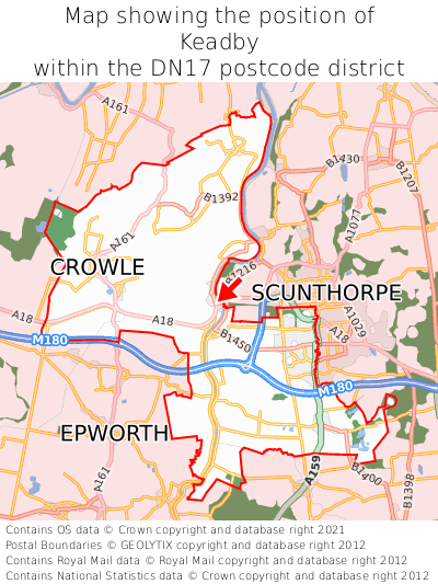 Map showing location of Keadby within DN17