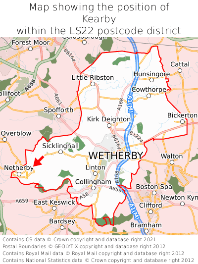 Map showing location of Kearby within LS22