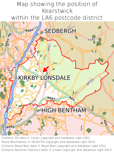 Map showing location of Kearstwick within LA6