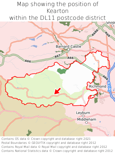 Map showing location of Kearton within DL11