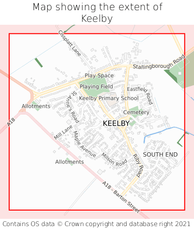 Map showing extent of Keelby as bounding box
