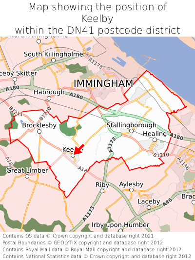 Map showing location of Keelby within DN41