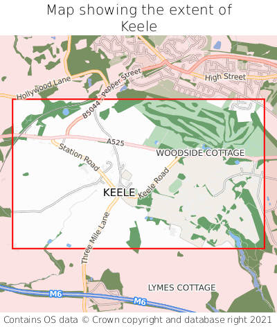 Map showing extent of Keele as bounding box