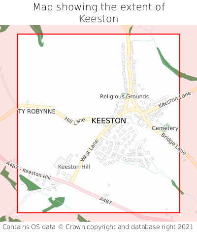 Map showing extent of Keeston as bounding box