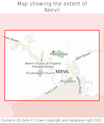 Map showing extent of Keevil as bounding box