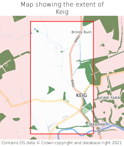 Map showing extent of Keig as bounding box
