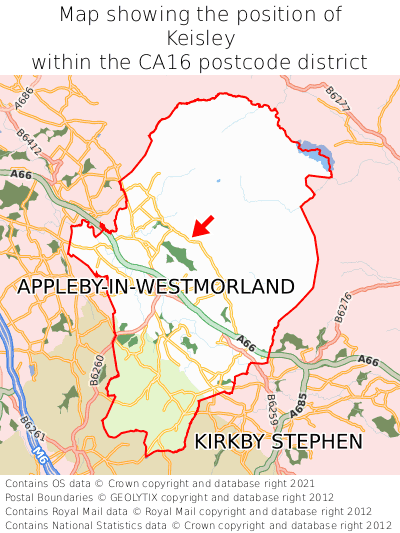 Map showing location of Keisley within CA16