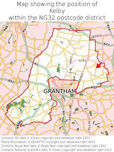 Map showing location of Kelby within NG32