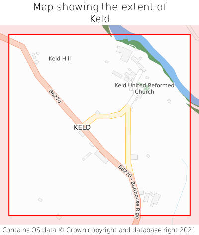 Map showing extent of Keld as bounding box