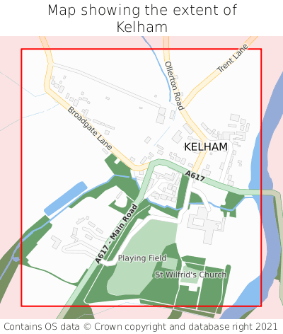 Map showing extent of Kelham as bounding box