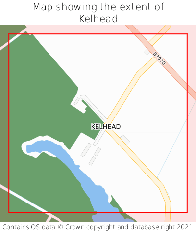 Map showing extent of Kelhead as bounding box