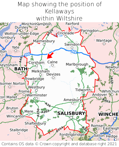 Map showing location of Kellaways within Wiltshire