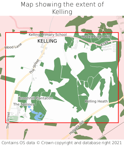 Map showing extent of Kelling as bounding box