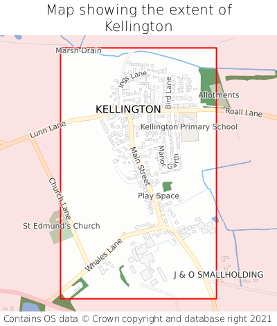 Map showing extent of Kellington as bounding box
