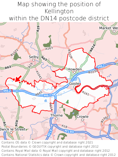 Map showing location of Kellington within DN14