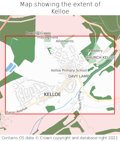 Map showing extent of Kelloe as bounding box