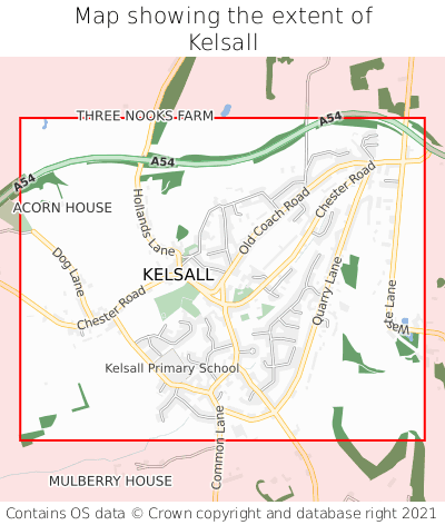 Map showing extent of Kelsall as bounding box