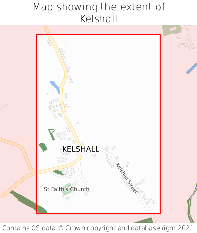 Map showing extent of Kelshall as bounding box