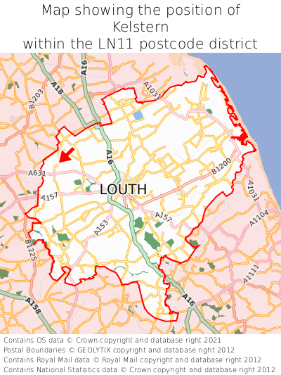 Map showing location of Kelstern within LN11