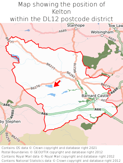 Map showing location of Kelton within DL12