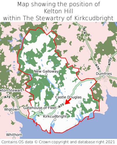 Map showing location of Kelton Hill within The Stewartry of Kirkcudbright