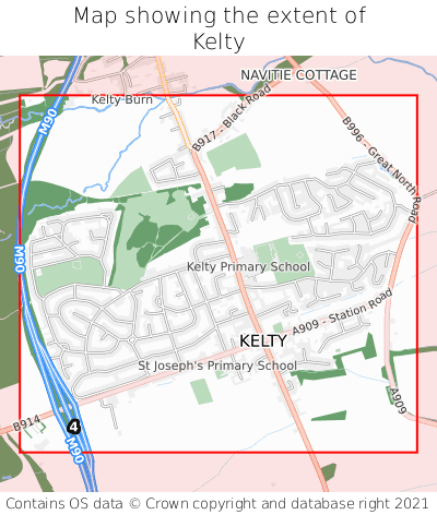 Map showing extent of Kelty as bounding box