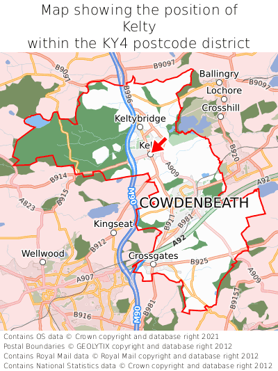 Map showing location of Kelty within KY4