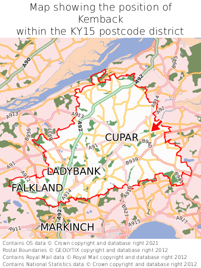 Map showing location of Kemback within KY15