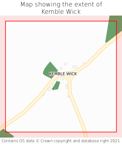 Map showing extent of Kemble Wick as bounding box
