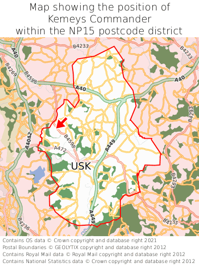 Map showing location of Kemeys Commander within NP15