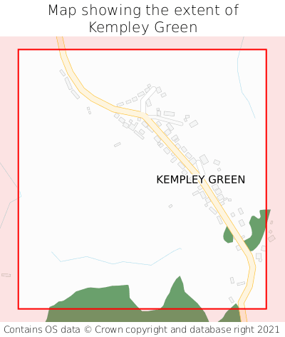 Map showing extent of Kempley Green as bounding box