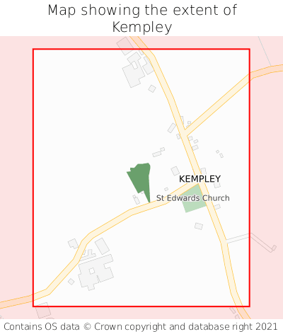 Map showing extent of Kempley as bounding box