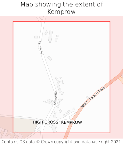 Map showing extent of Kemprow as bounding box