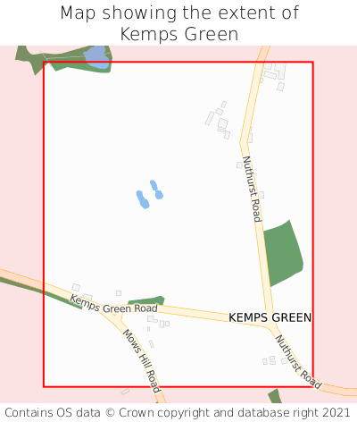Map showing extent of Kemps Green as bounding box