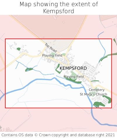 Map showing extent of Kempsford as bounding box