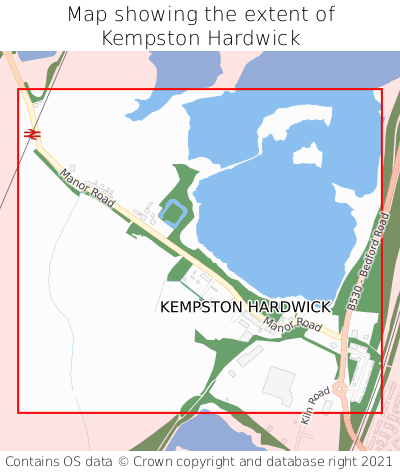 Map showing extent of Kempston Hardwick as bounding box