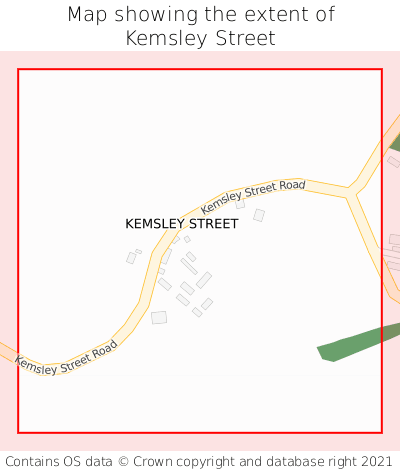 Map showing extent of Kemsley Street as bounding box