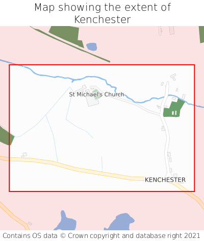 Map showing extent of Kenchester as bounding box