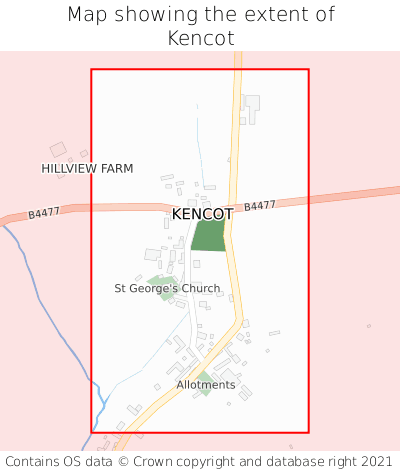 Map showing extent of Kencot as bounding box