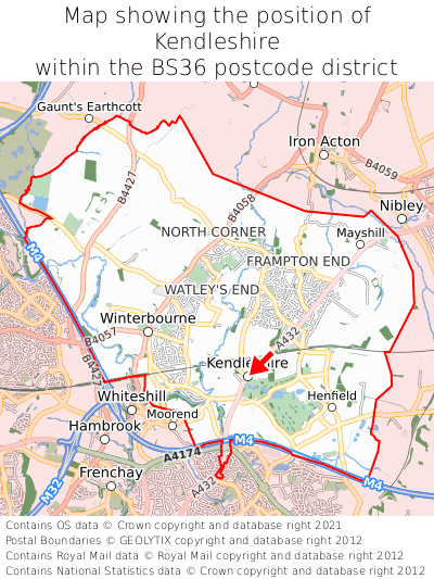 Map showing location of Kendleshire within BS36