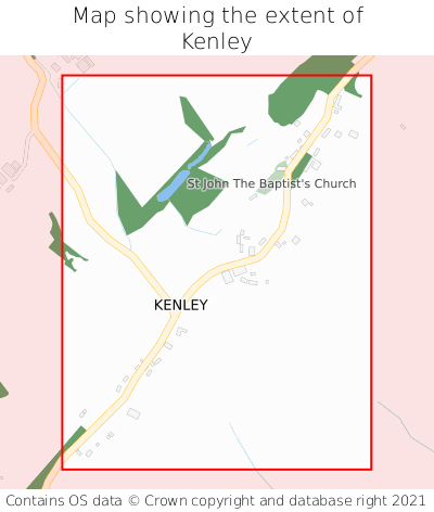Map showing extent of Kenley as bounding box