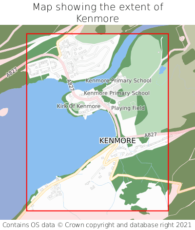 Map showing extent of Kenmore as bounding box