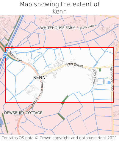 Map showing extent of Kenn as bounding box